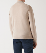 Pull col zippé et boutonné 100% cachemire beige - IZAC