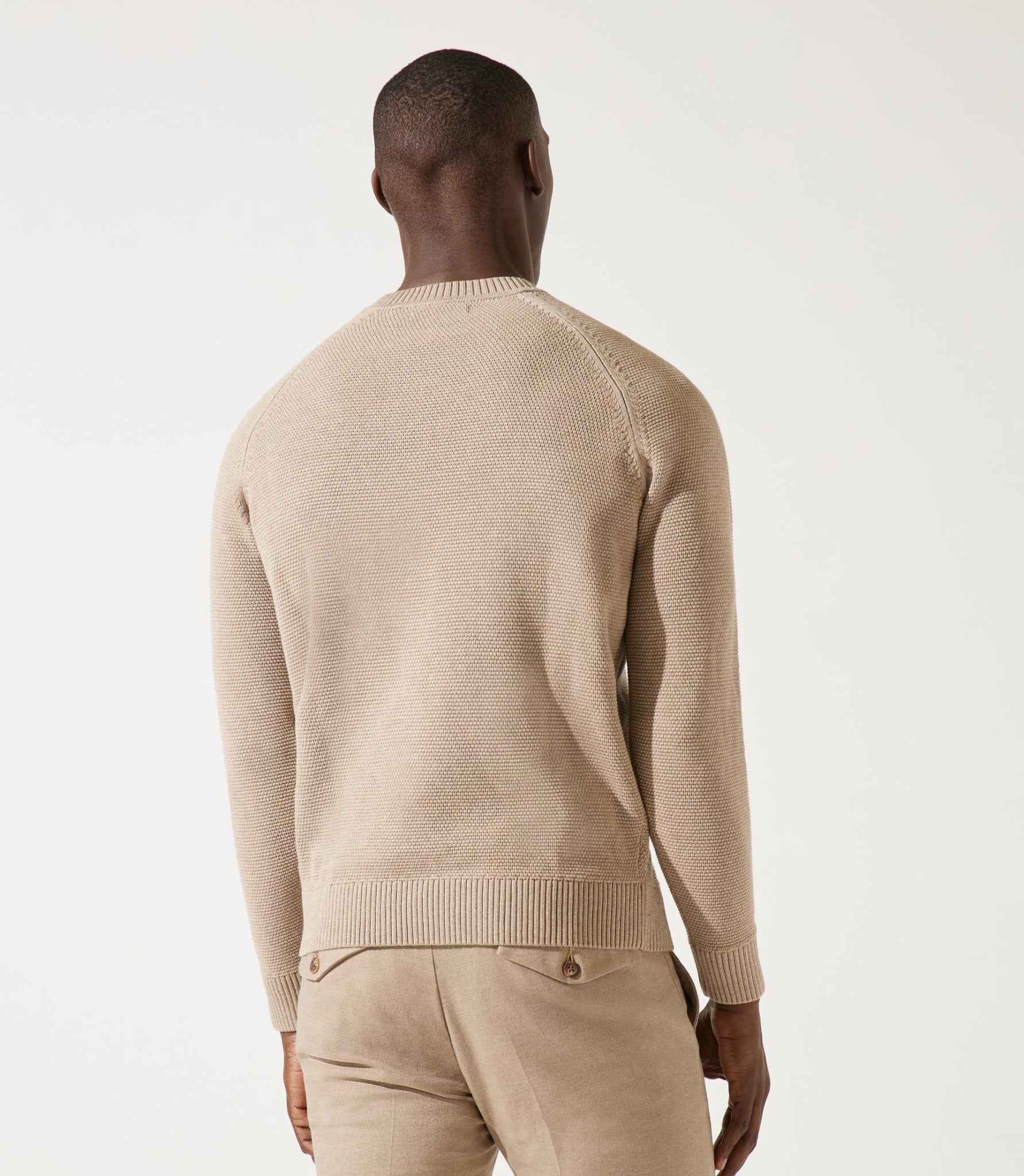 Pull beige col rond jeux de point - IZAC