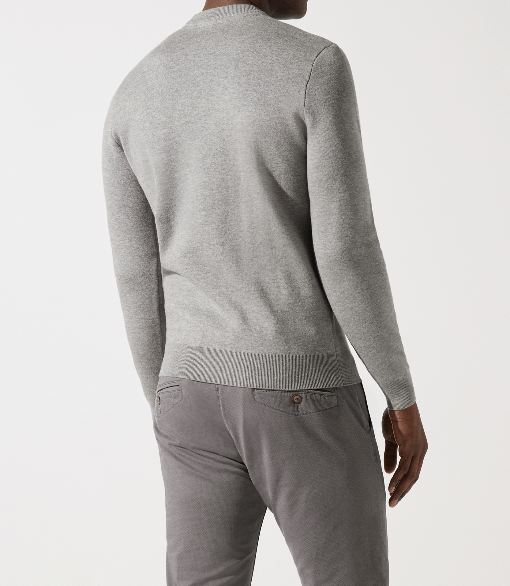 Pull col rond gris chiné avec poche - IZAC