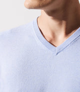 Pull col v rayé bleu ciel - IZAC