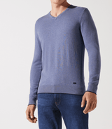Pull col v rayé indigo - IZAC