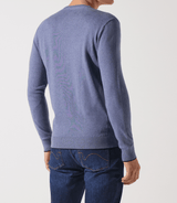 Pull col v rayé indigo - IZAC