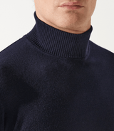 Pull col roulé marine 100% mérinos - IZAC