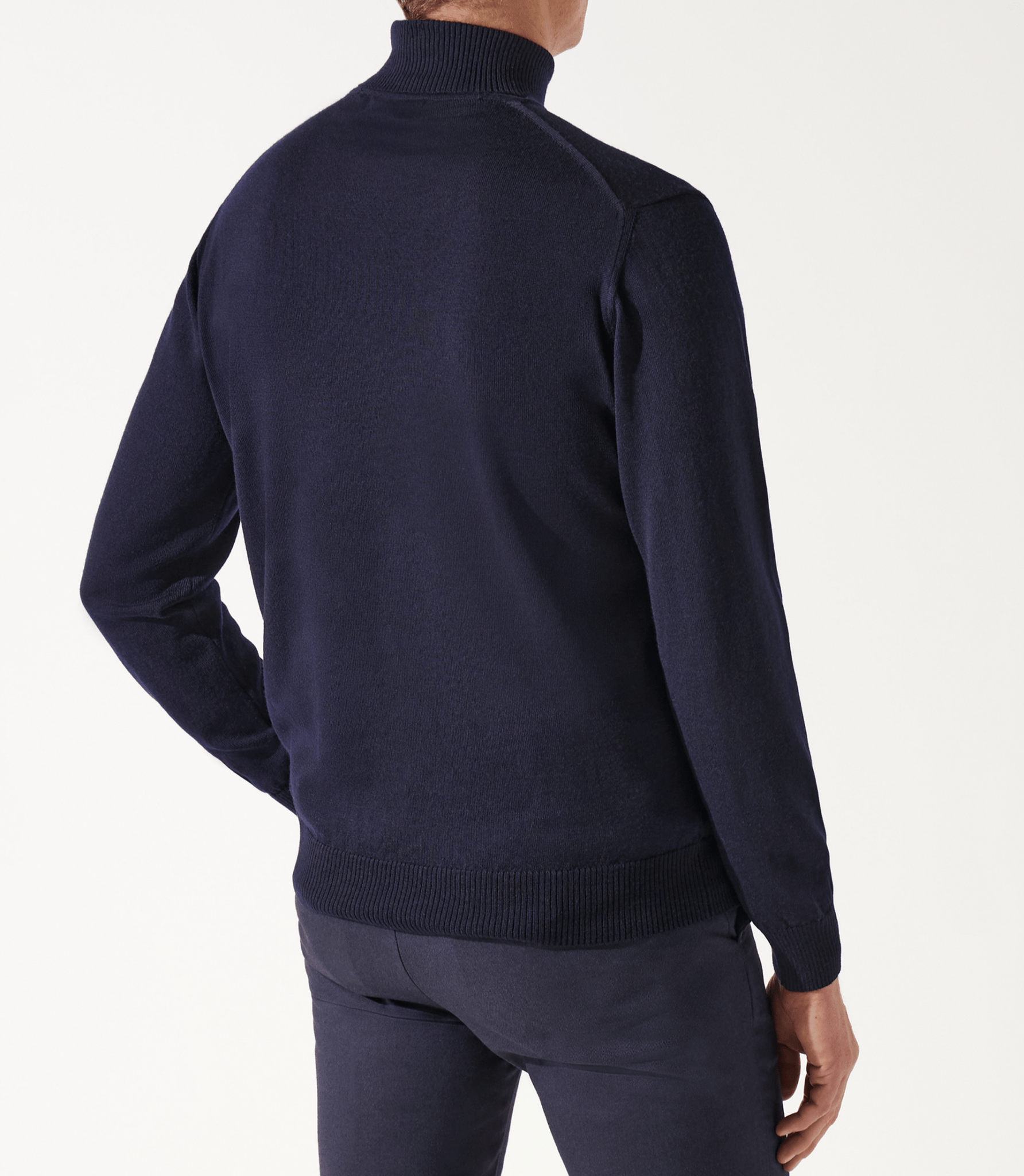 Pull col roulé marine 100% mérinos - IZAC