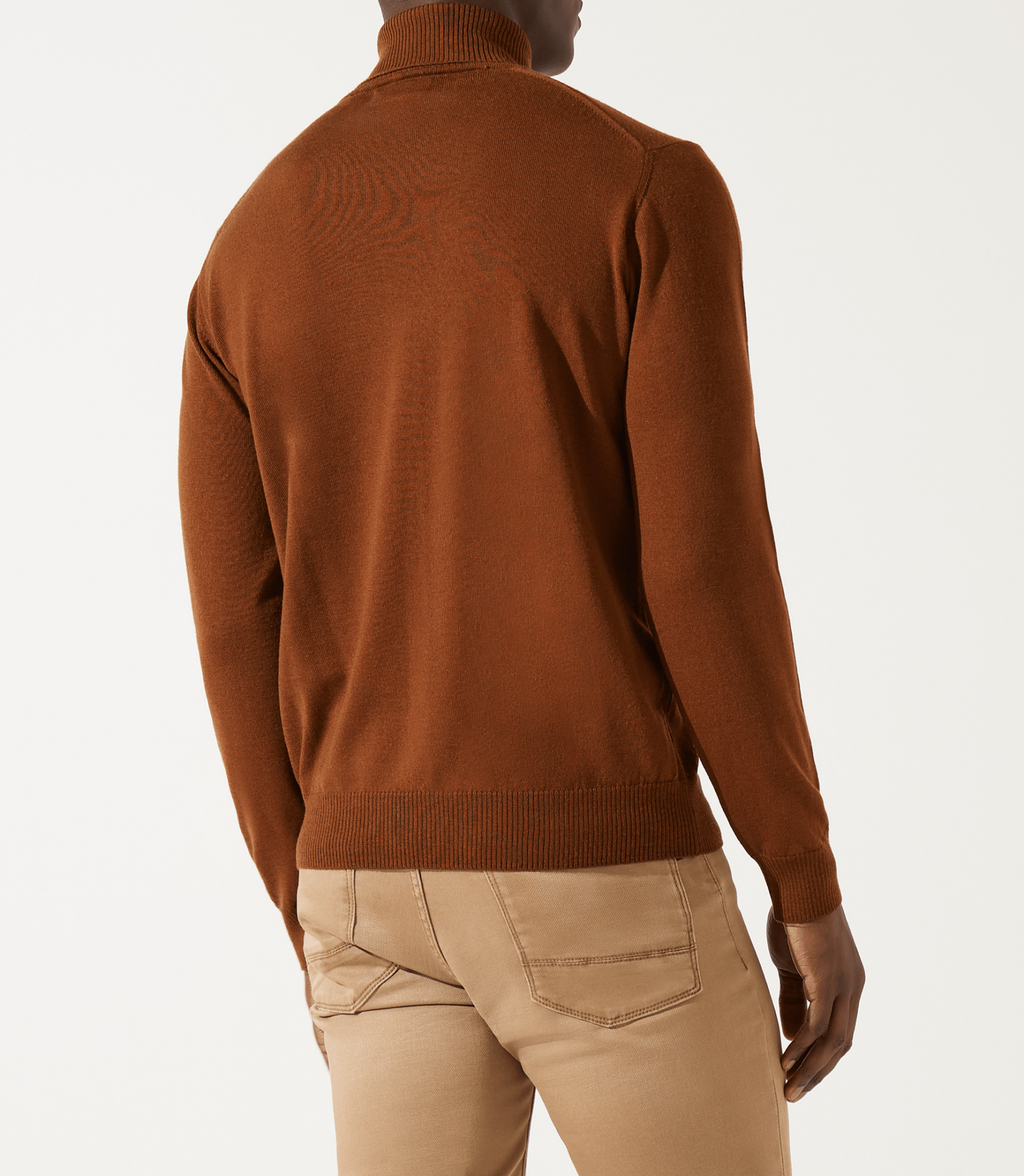 Pull col roulé marron 100% mérinos - IZAC