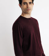 Pull en laine mérinos col rond bordeaux - IZAC