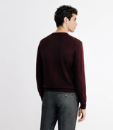 Pull en laine mérinos col rond bordeaux - IZAC