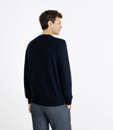 Pull en laine mérinos col rond marine - IZAC