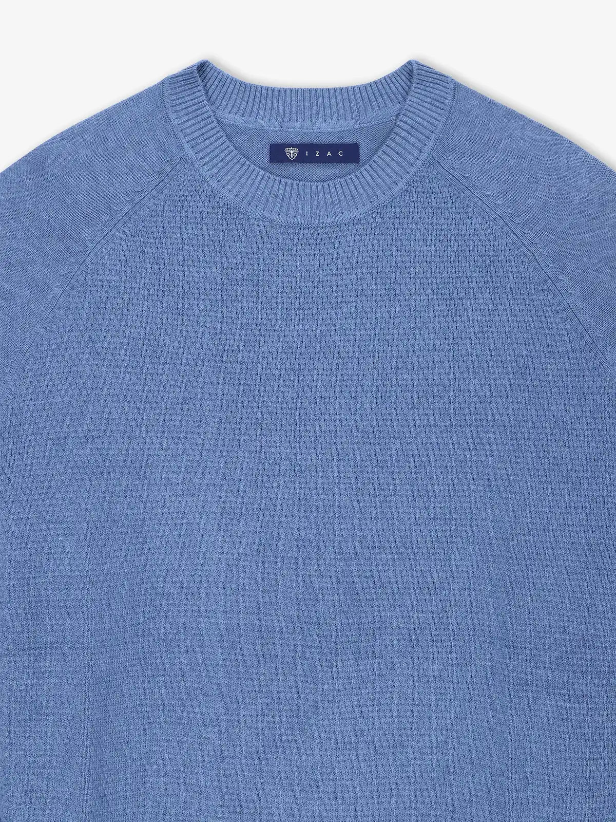 Pull col rond jeux de point indigo - IZAC