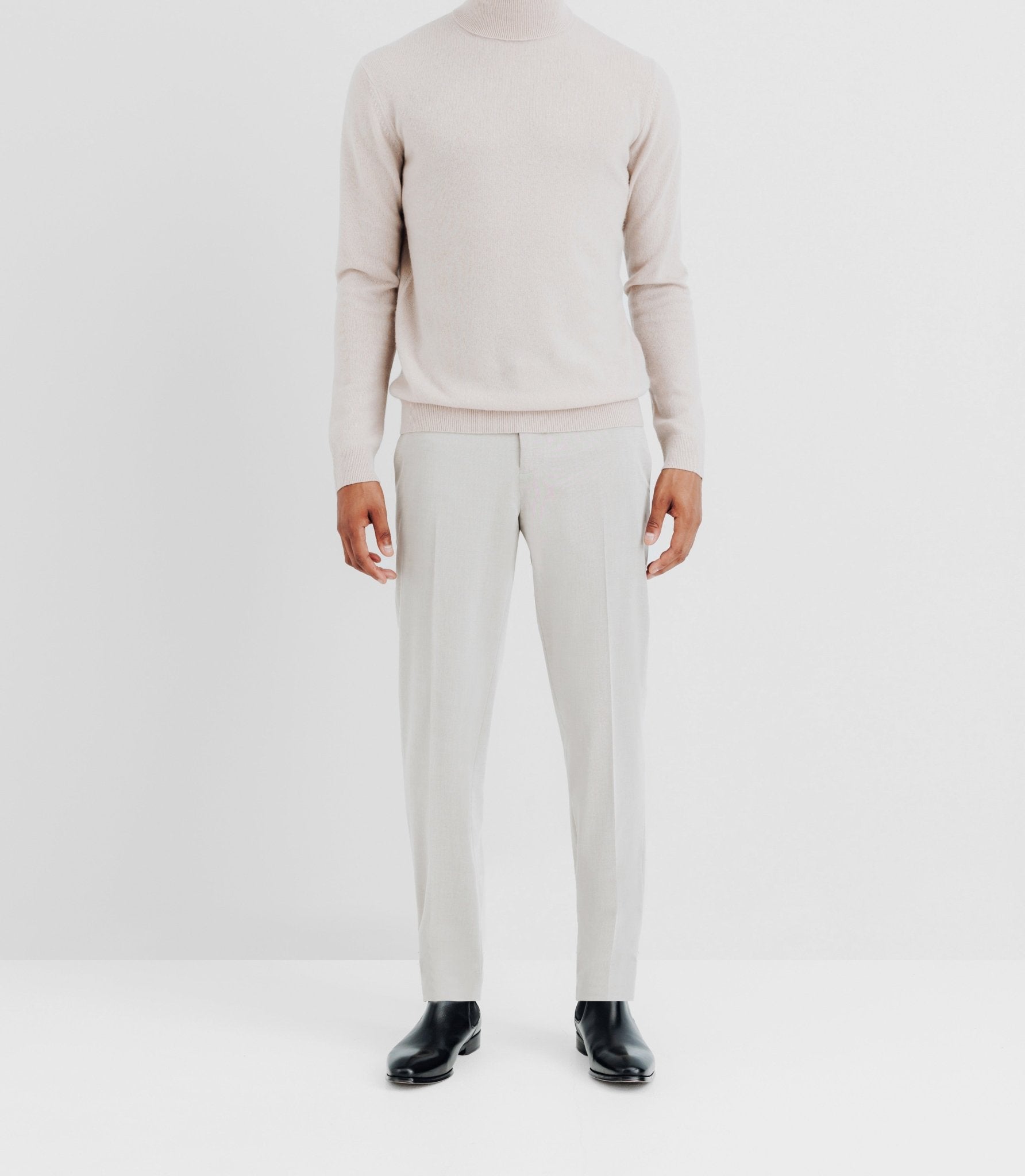 Pull col roulé 100% cachemire beige - IZAC