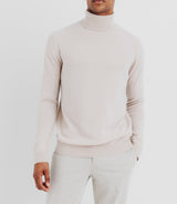 Pull col roulé 100% cachemire beige - IZAC