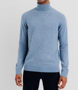 Pull col roulé 100% cachemire indigo - IZAC