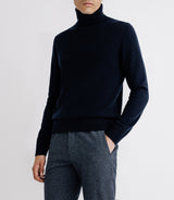 Pull col roulé 100% cachemire marine - IZAC