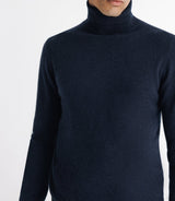 Pull col roulé 100% cachemire marine - IZAC