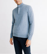Pull col montant 100% cachemire indigo - IZAC