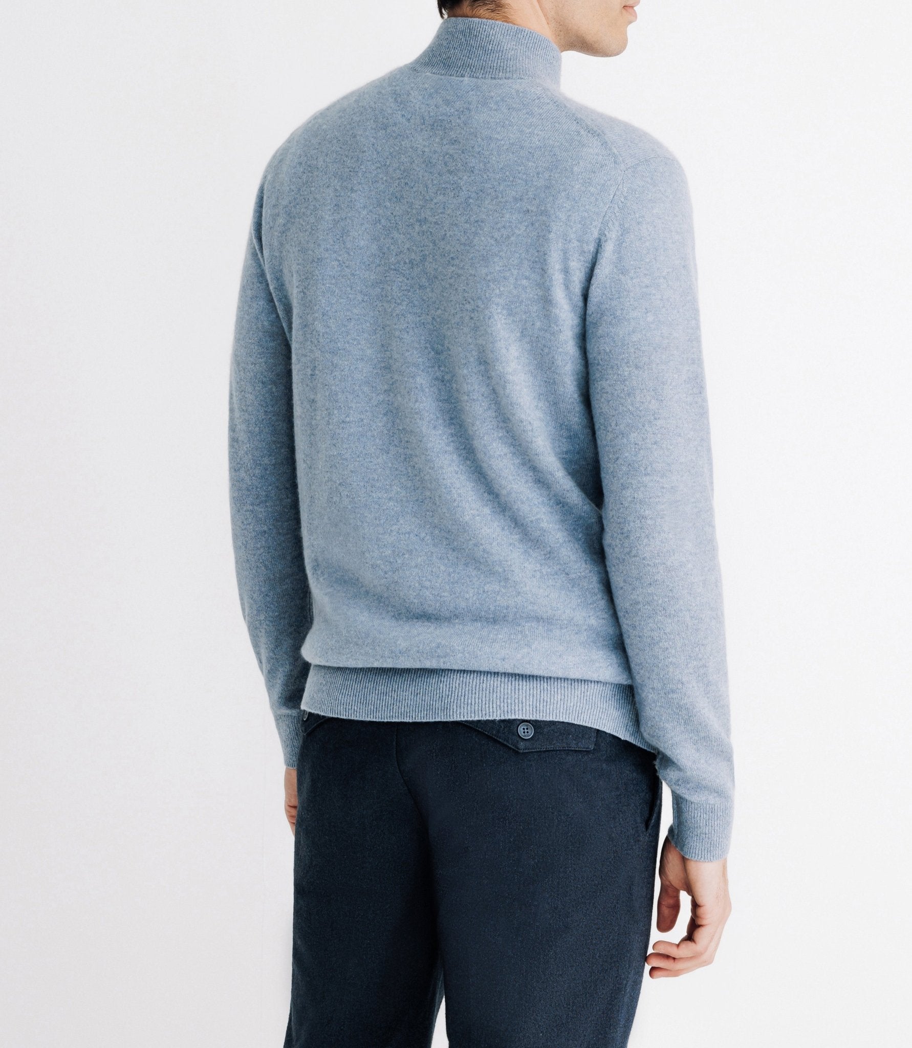 Pull col montant 100% cachemire indigo - IZAC