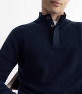 Pull col montant 100% cachemire marine - IZAC
