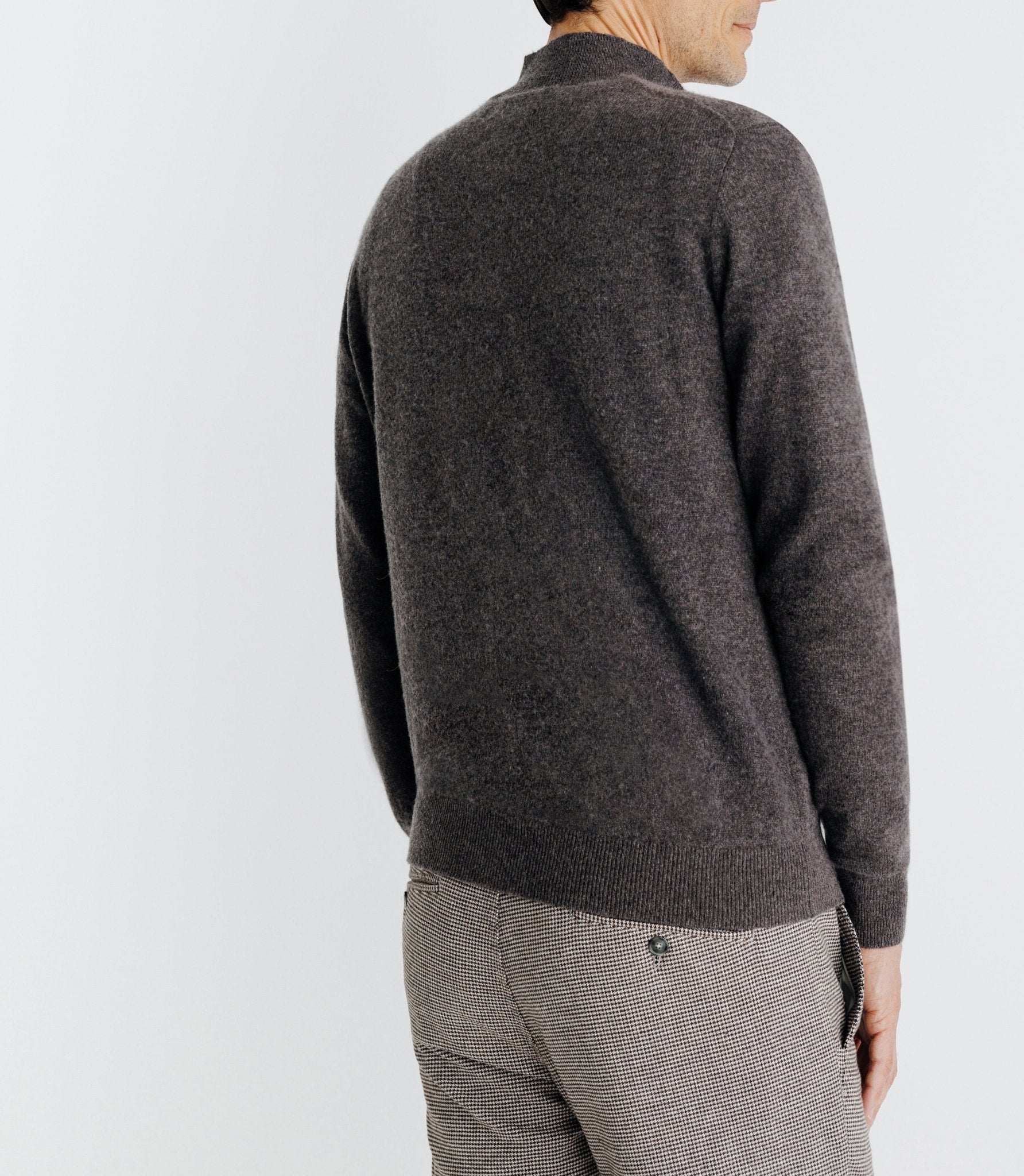Pull col montant 100% cachemire marron - IZAC