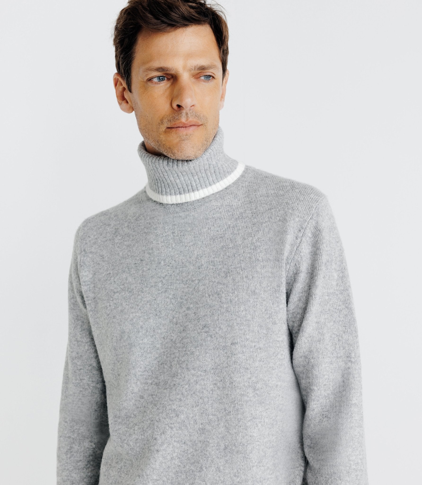 Pull col roulé gris - IZAC