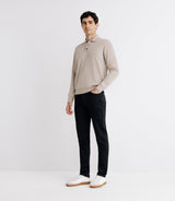 Pull col polo en laine mérinos beige - IZAC