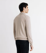 Pull col polo en laine mérinos beige - IZAC