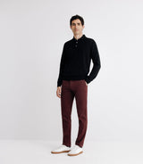 Pull col polo en laine mérinos noir - IZAC