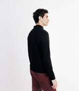 Pull col polo en laine mérinos noir - IZAC