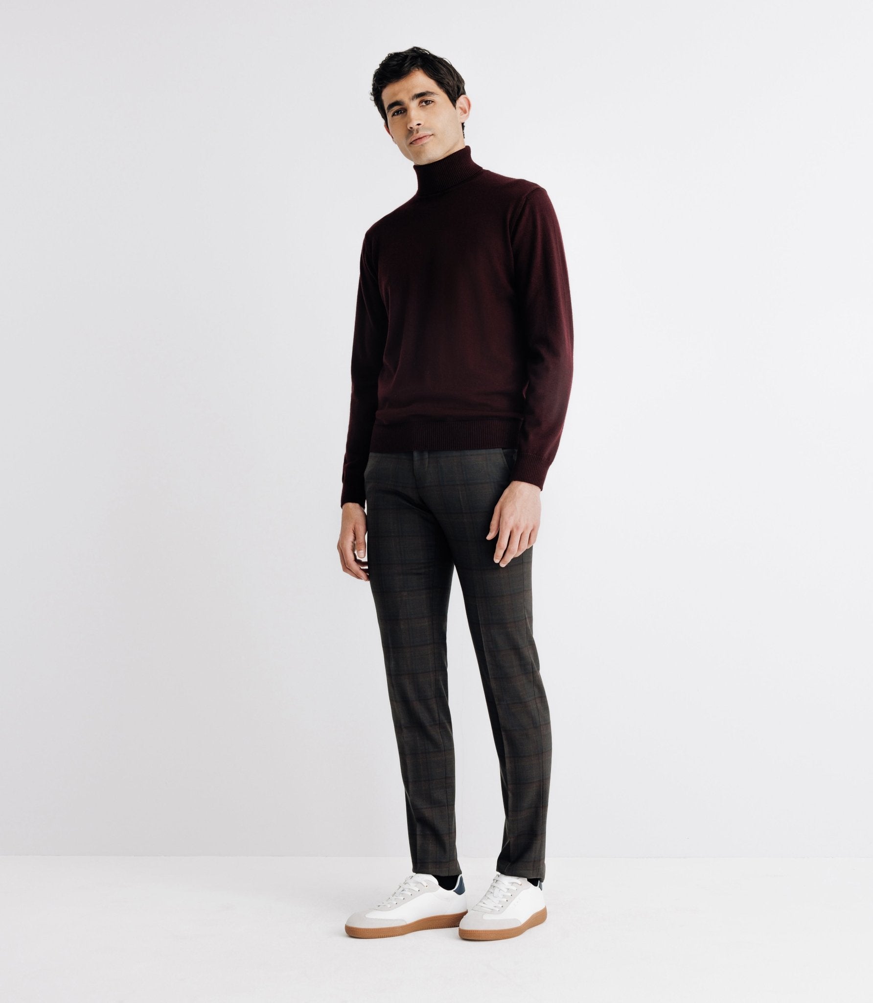 Pull col roulé en laine mérinos bordeaux - IZAC