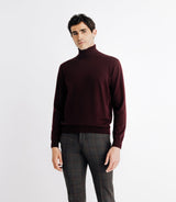 Pull col roulé en laine mérinos bordeaux - IZAC