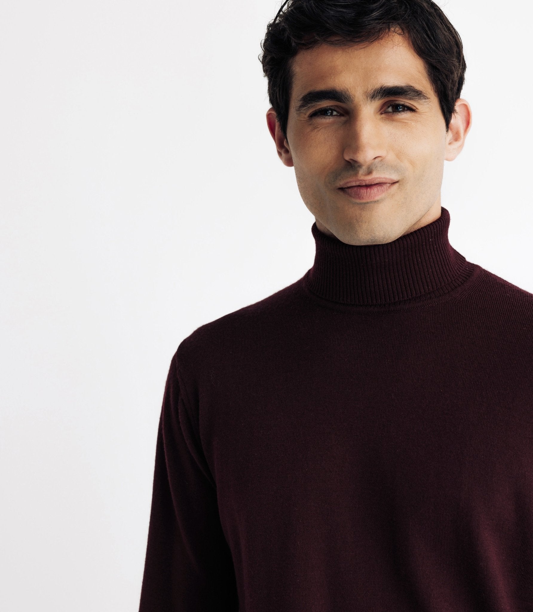 Pull col roulé en laine mérinos bordeaux - IZAC
