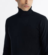 Pull col roulé en laine mérinos noir - IZAC