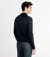 Pull col zippé en maille marine - IZAC
