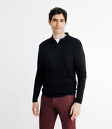 Pull col zippé en maille noir - IZAC