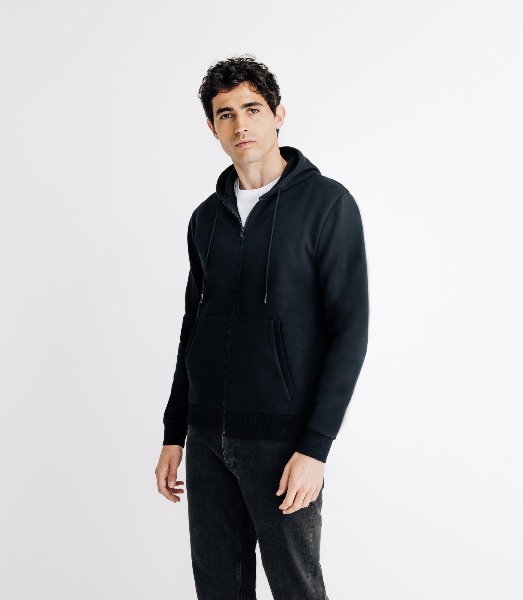 Pull gilet à capuche noir - IZAC