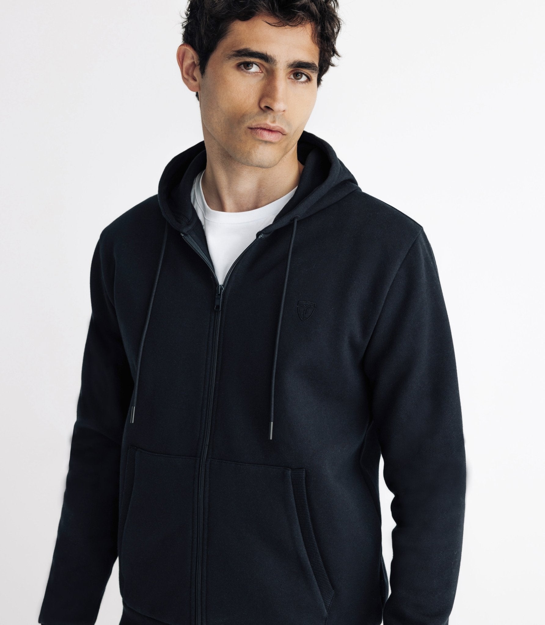 Pull gilet à capuche noir - IZAC