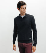 Pull col montant demi zippé noir