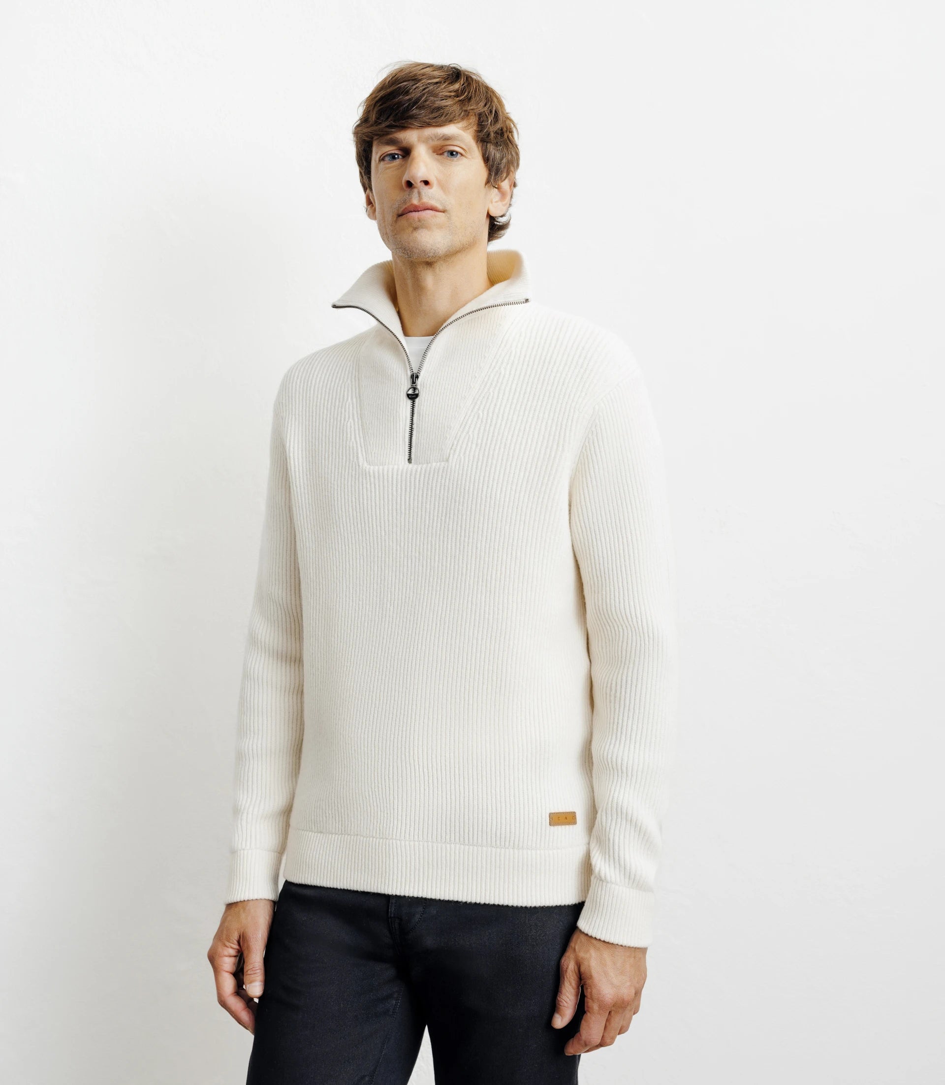Pull en laine col camionneur écru - IZAC