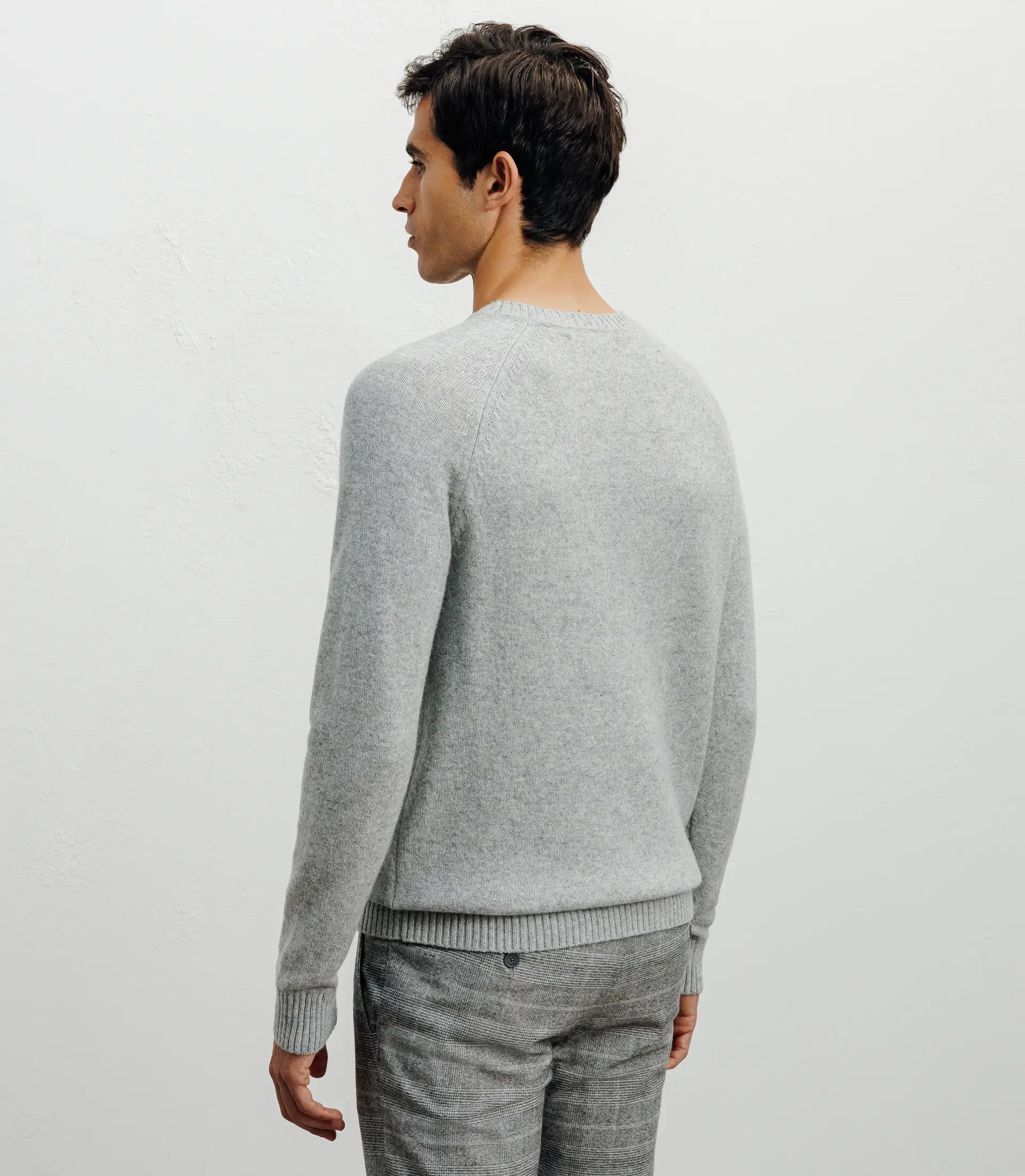 Pull en laine col rond gris chiné - IZAC