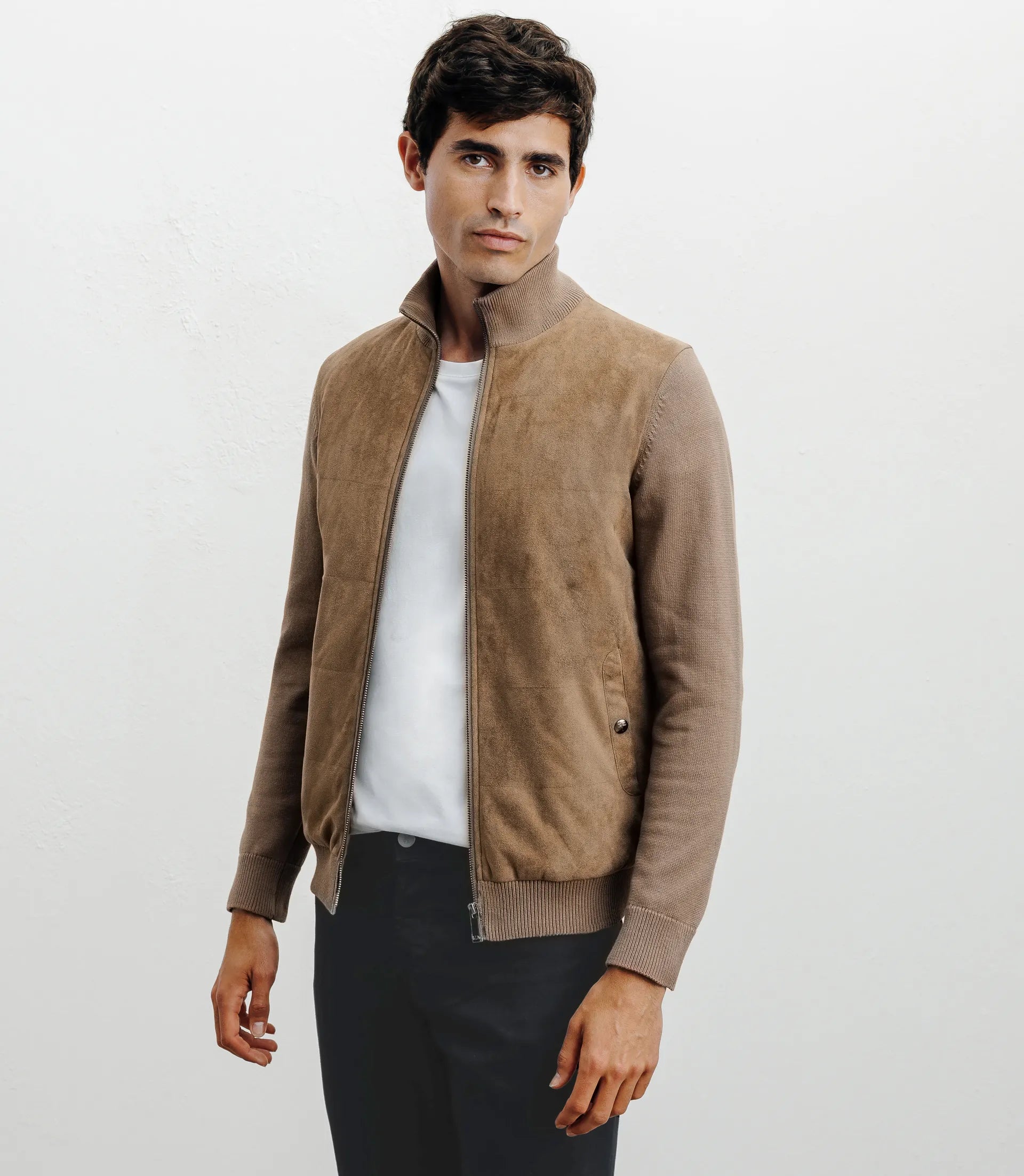 Gilet zip bi - matière chatain - IZAC