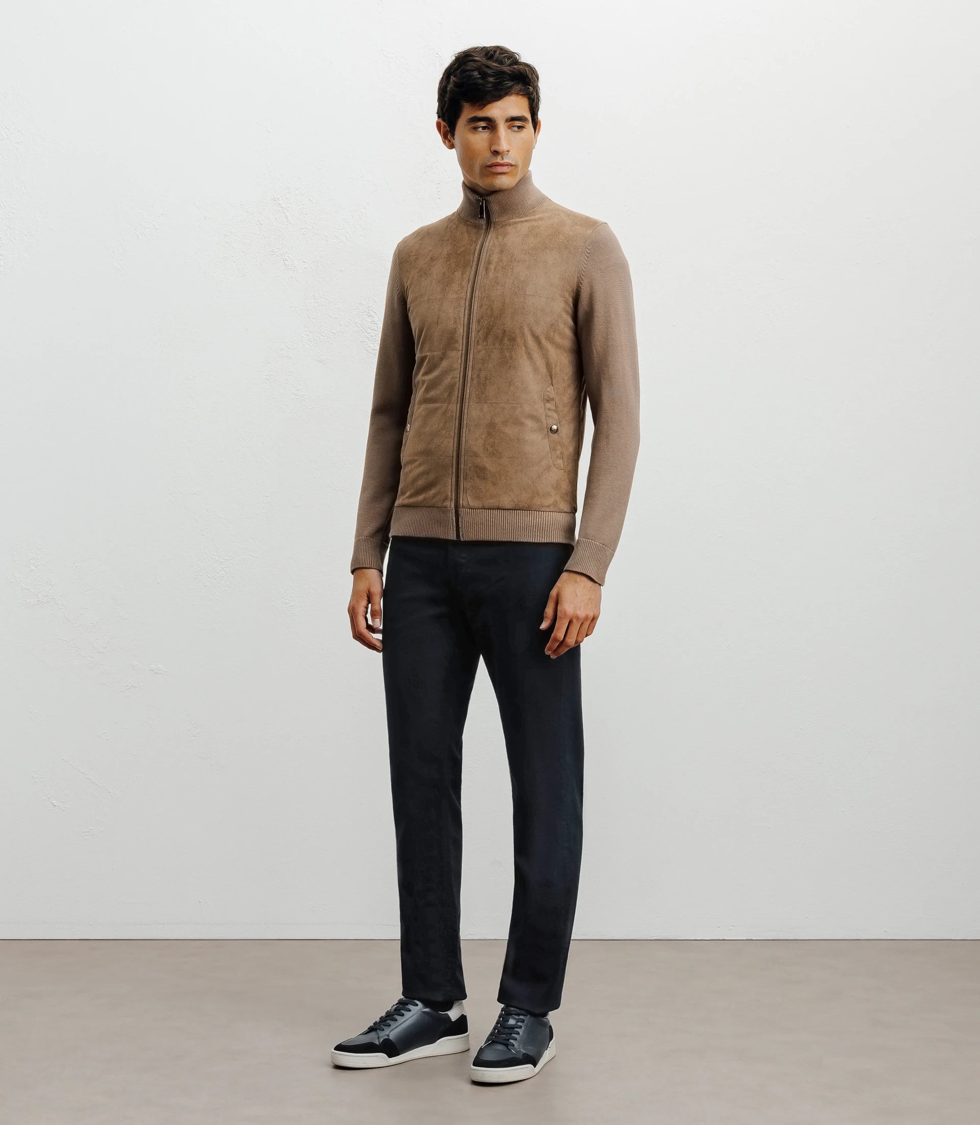 Gilet zip bi - matière chatain - IZAC