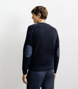 Pull col rond jeux de points marine - IZAC