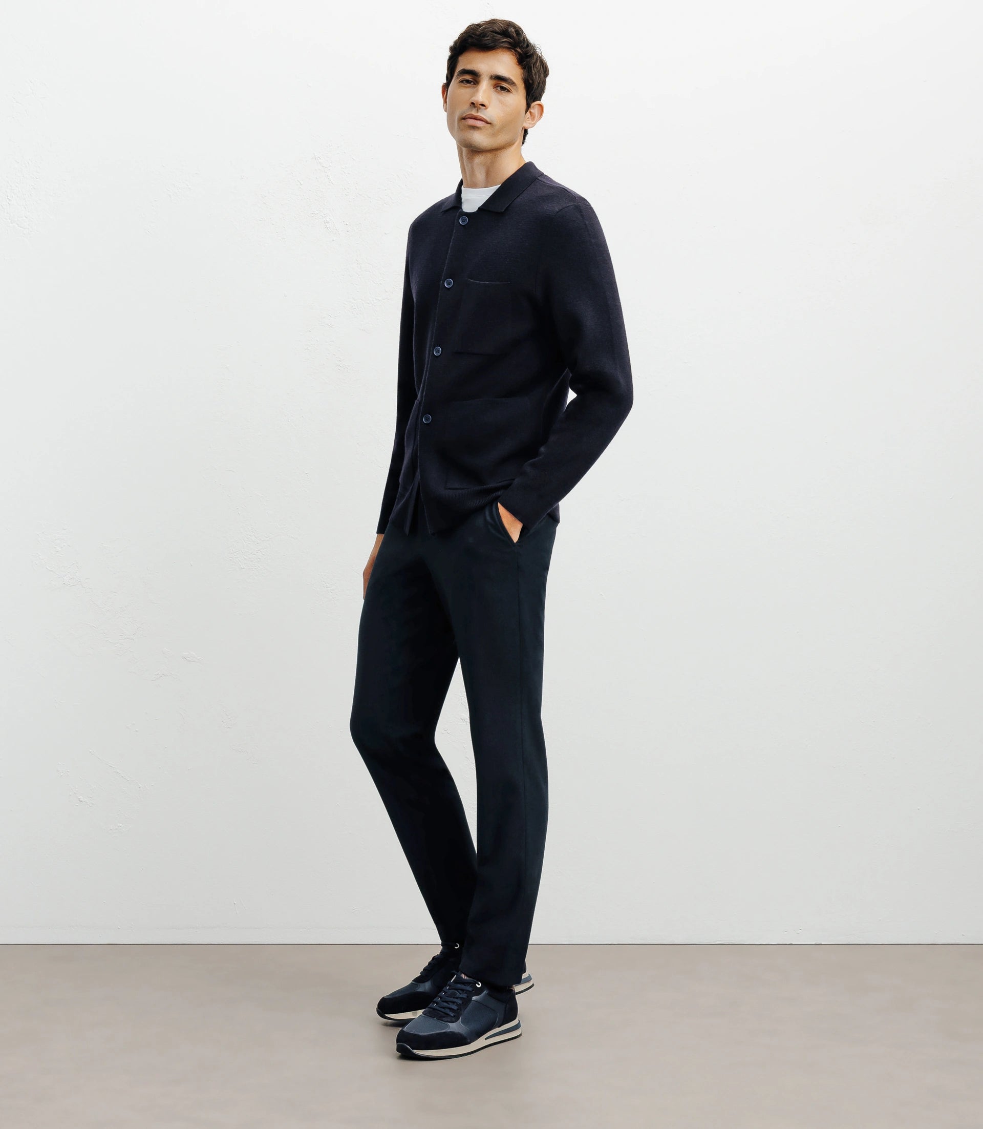 Cardigan surchemise en maille marine - IZAC