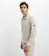 Pullover mit offenem Polokragen beige