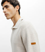 Pullover mit offenem Polokragen beige