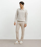 Pullover mit offenem Polokragen beige