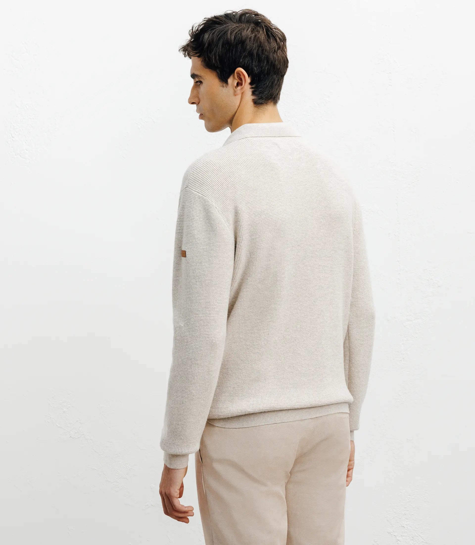 Pull col polo ouvert beige - IZAC