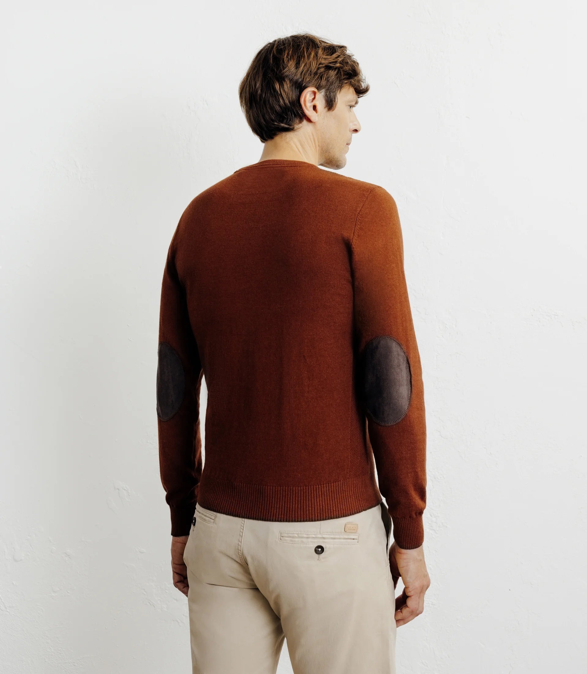 Pull col rond en coton rouille - IZAC