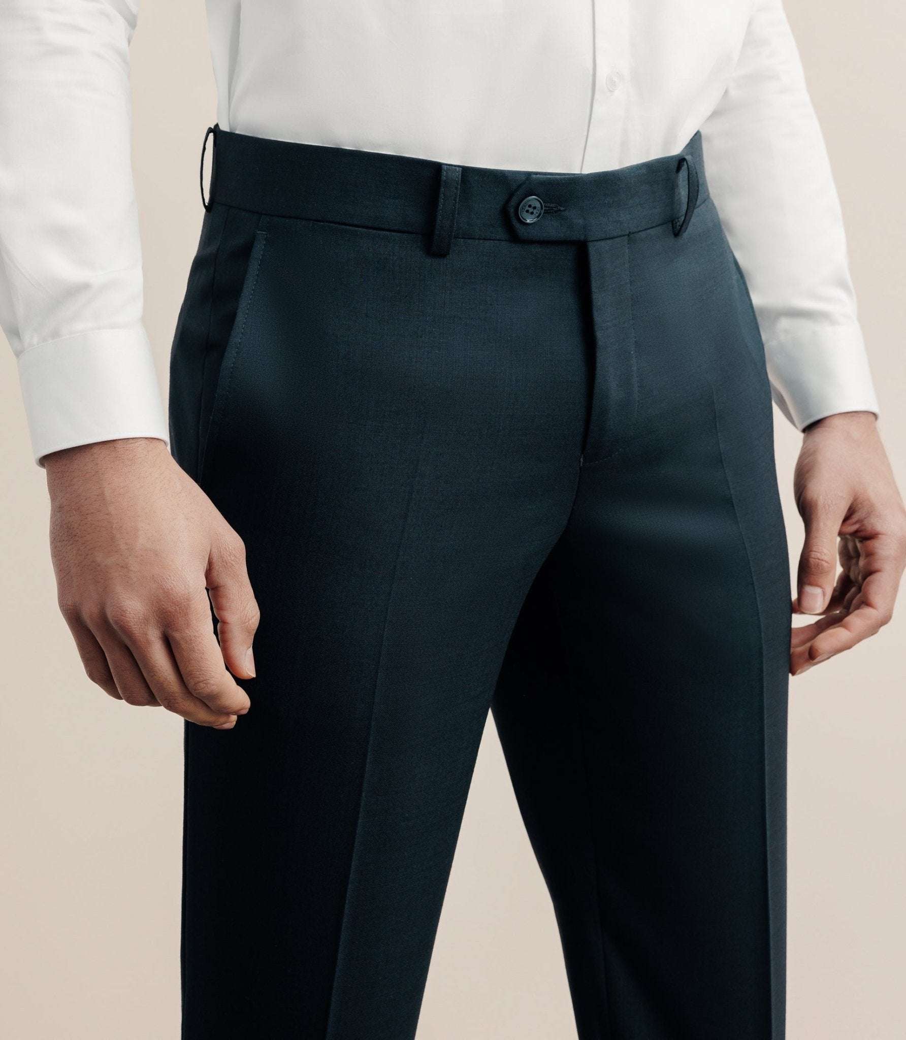 Pantalon ville en laine bleu marine - IZAC