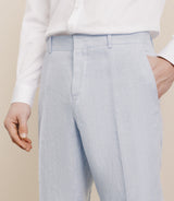 Pantalon 100% lin bleu ciel