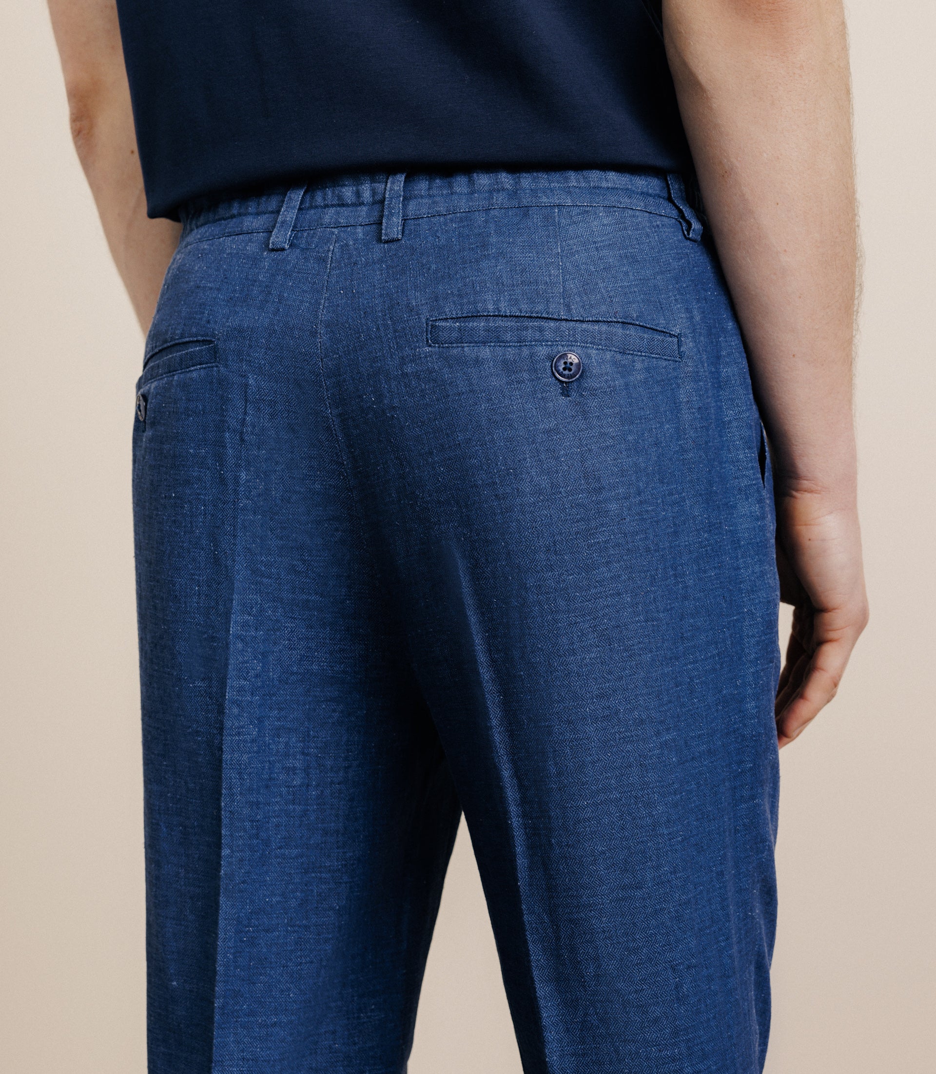 Pantalon en lin mélangé indigo